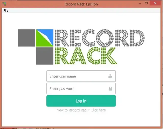 Login screen for Record Rack Epsilon