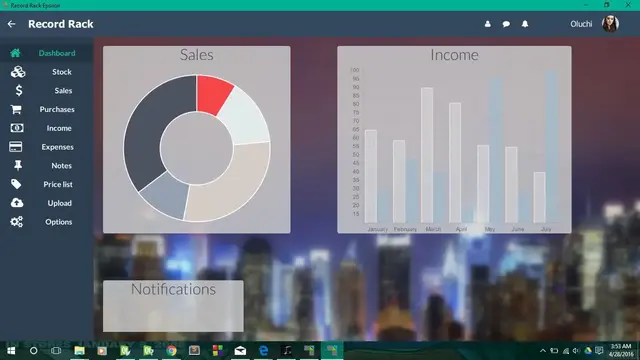 Dashboard page in Record Rack Epsilon displaying charts