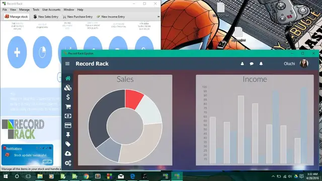 Main screens of both old version and new version, with new version placed a little over old version