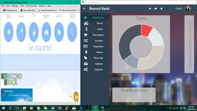 Main screen of both old and new version placed side by side