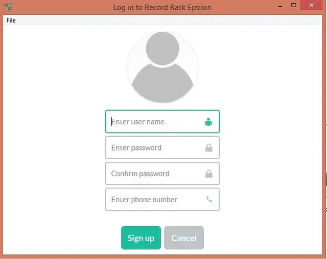 Sign up page for Record Rack Epsilon