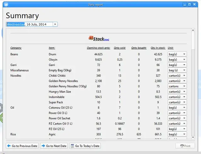 The old summary page in the Record Rack application