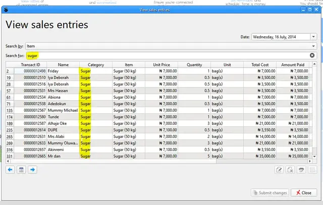 Searched terms are highlighted in the Record Rack application